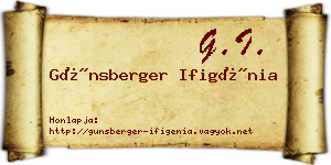 Günsberger Ifigénia névjegykártya
